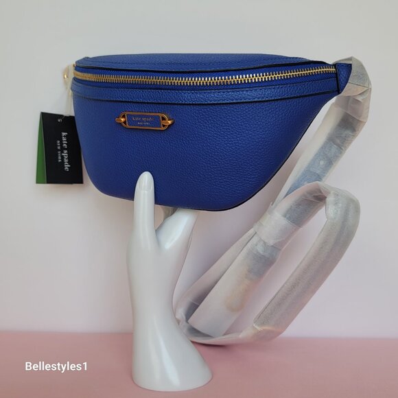 KATE SPADE Belt Bag Gramercy Medium Pebbled Leather – Blueberry color ⭐ - Picture 3 of 16